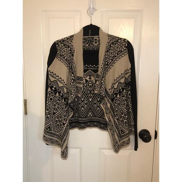 Lucky Brand Aztec Tribal Western Print Waterfall Cardigan - Size XS - Picture 3 of 6